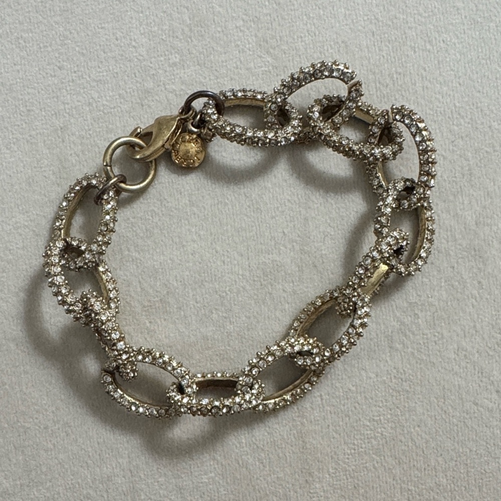 J. Crew Gold Crystal Pavé Chain Link Bracelet